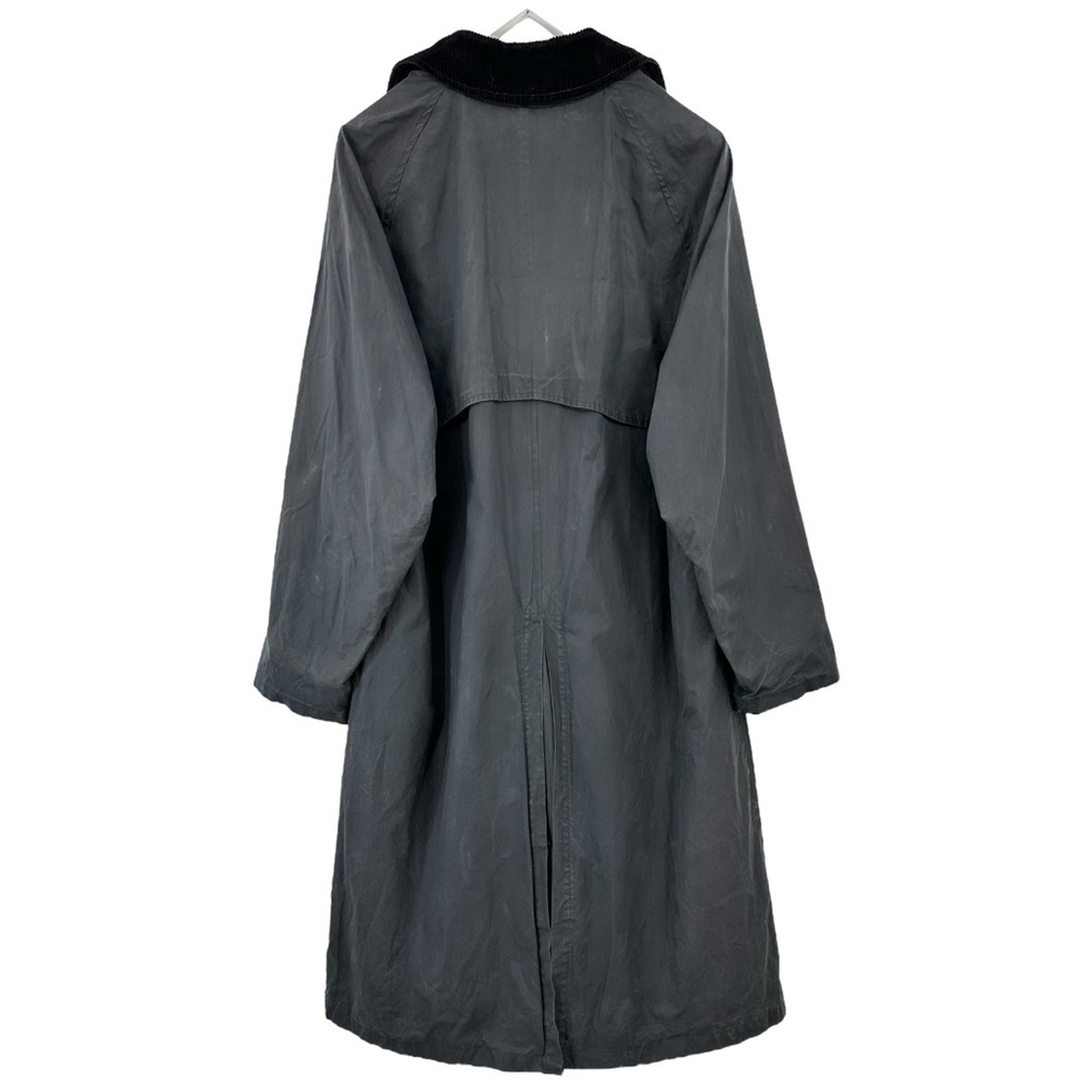 Vintage Burberry Washed Black Black Waxed Cotton Contrast Collar Trench Coat - Picture 7 of 15